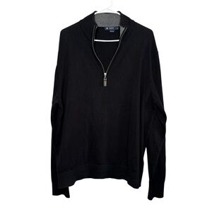 Cremieux Classics Men's 14 Zip Black Pullover Cotton Cashmere Sweater Large